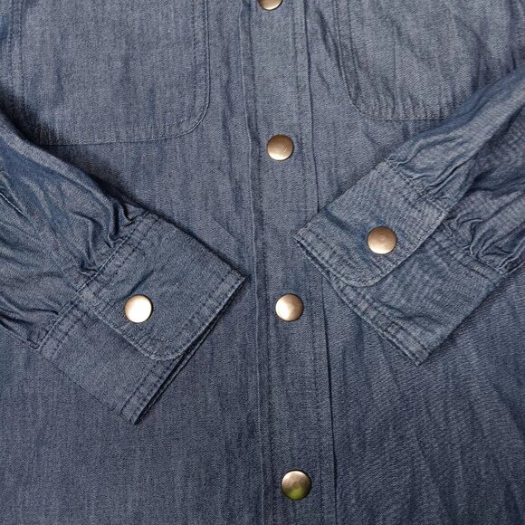 Cheryl Crow Be Myself Medium Shirt Long Sleeve Blue Chambray Butterfly Snap READ - Picture 11 of 12